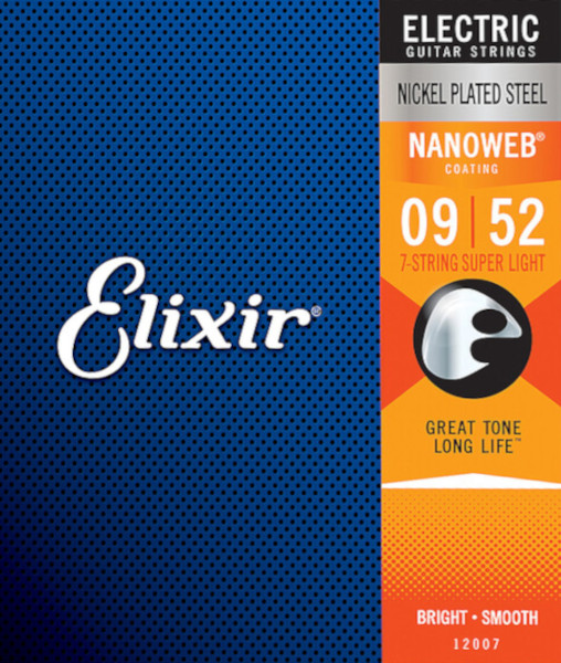 Elixir 12007 Nanoweb - Nickel, 7-string super light (009-052)